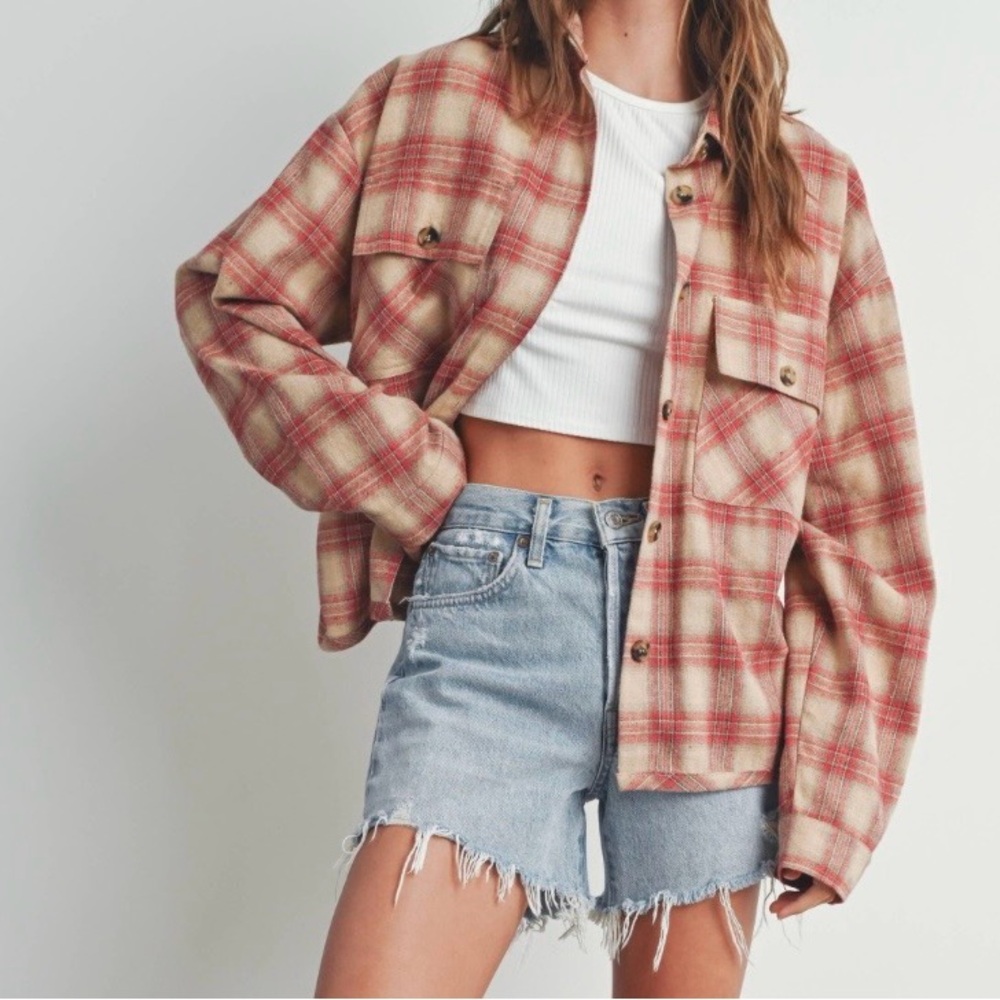 Red Plaid Shacket Shirt